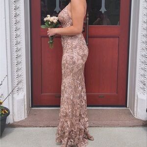 Open-Back Lace Prom Dress
